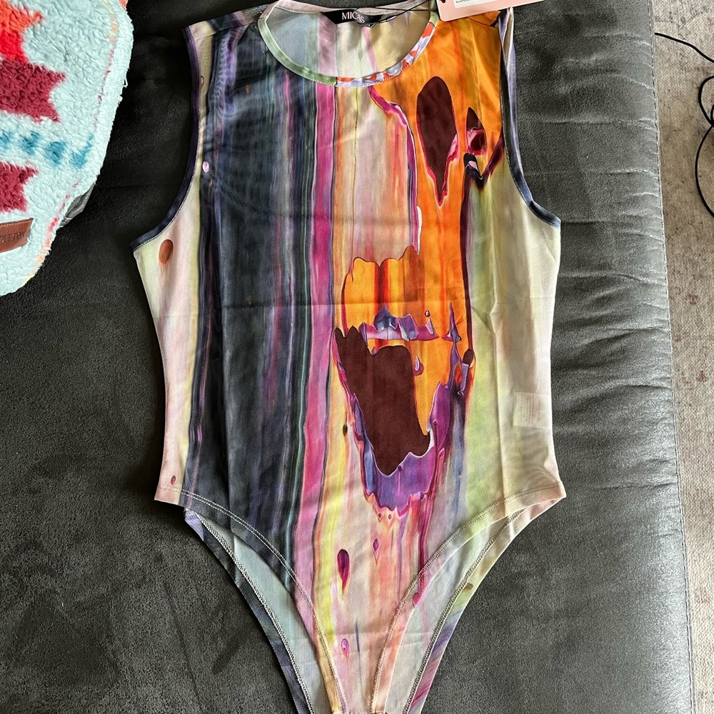 Colorful Mesh One Piece Bodysuit